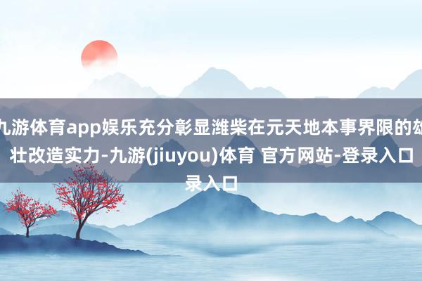 九游体育app娱乐充分彰显潍柴在元天地本事界限的雄壮改造实力-九游(jiuyou)体育 官方网站-登录入口